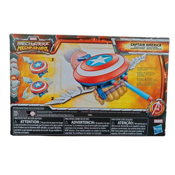 Marvel Mech Strike Mechasaur Captain America Nerf Blaster Shield Darts Wings Set - Picture 11 of 12